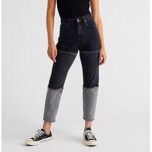 Free People The Ragged Priest Stripe Panel Mom Jeans